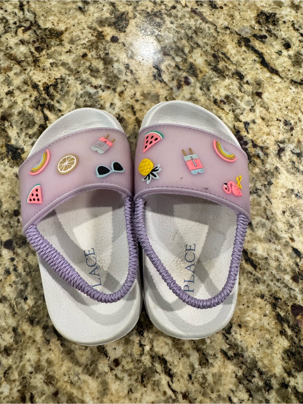 The Children's Place Lavender Slide Sandals with Fruit & Summer Charms